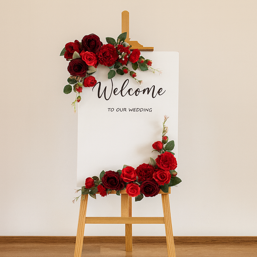 360f5a9f-d400-4117-b8ea-da249d6d6442 Red Rhythm Wedding Welcome Sign Set - 图片 1