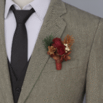 Retro red and brown men's corsage