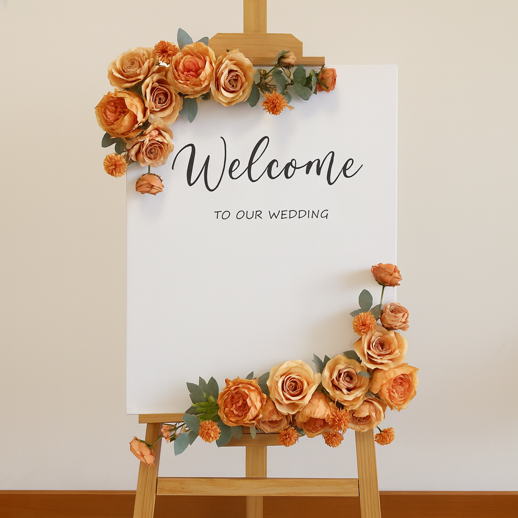 a6628f60-26fb-4c44-bebe-05c28f28a8db Warm Orange Wedding Welcome Sign Set - 图片 1